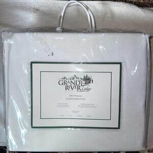 NEW Cabela’s Grand River Lodge Solid Fleece Twin Sheet Set Ivory